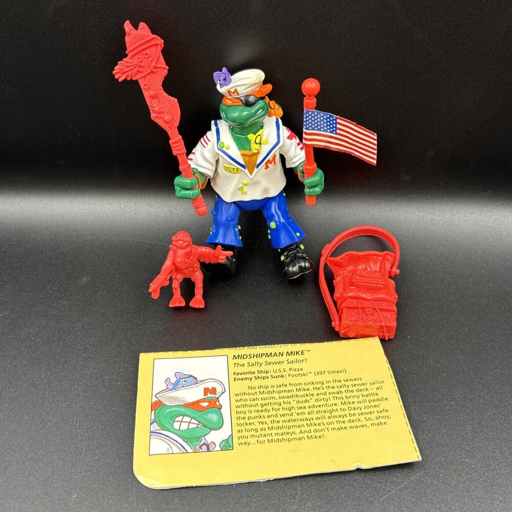 Midshipman Mike 100% Complete Teenage Mutant Ninja Turtles 1991 Playmates Vtg.